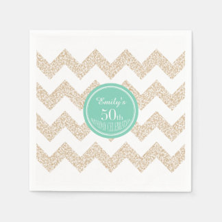 Chevron 50th誕生日パーティーPナプキンセレクト色 スタンダードカクテルナプキン