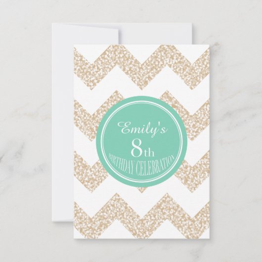 Chevron 8番目の誕生祝い選択カラー 招待状 (正面)