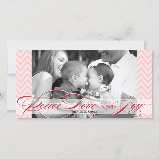 Chevron and Script Holiday Photo Card シーズンカード (正面)