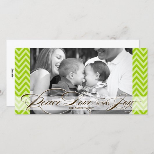 Chevron and Script Holiday Photo Card シーズンカード (正面/裏面)