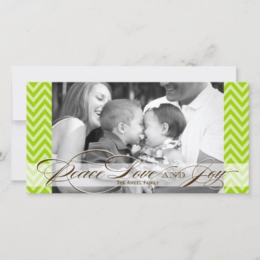 Chevron and Script Holiday Photo Card シーズンカード (正面)
