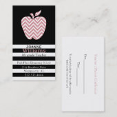 Chevron Appleおよびストライプ先生名刺 予約カード (正面/裏面)