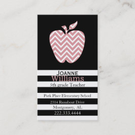 Chevron Appleおよびストライプ先生名刺 予約カード