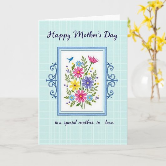 Chevron Azure Affection Card カード (黄色い花)