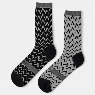Chevron Black and Grey Name on Mismatch ソックス