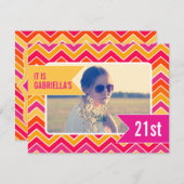 Chevron bright photo 21st birthdayパーティー招待状 招待状 (正面/裏面)