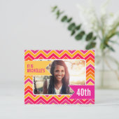 Chevron bright photo 40th birthdayパーティー招待状 招待状 (スタンド正面)