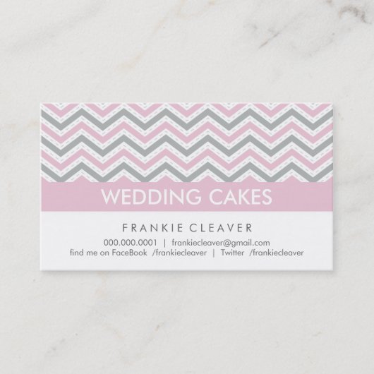 CHEVRON BUSINESS はっきりした CARD :: モダン pastel pink 名刺 (正面)