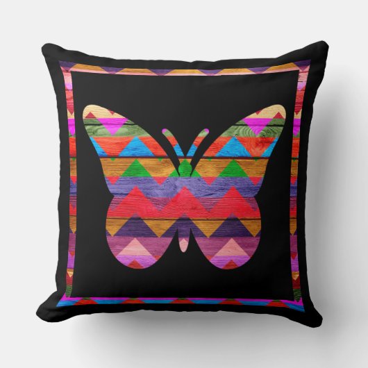 Chevron Butterflyパターン クッション (正面)