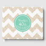 Chevron Choose Color 40th Birthday Guest Book ゲストブック<br><div class="desc">白い背景と円の上に大きなテクスチャのシェブロンとカスタマイズ可能な40th誕生日パーティーゲストブック。のボタンで円と文字の背景色(名前と年齢 – (フォント、サイズと位置)を簡単に変クリック更でカスタマイズきます。スパイラルノートブックでも利用可能。一致する誕生日は、日付（ポストカード）と招待状を保存する。</div>