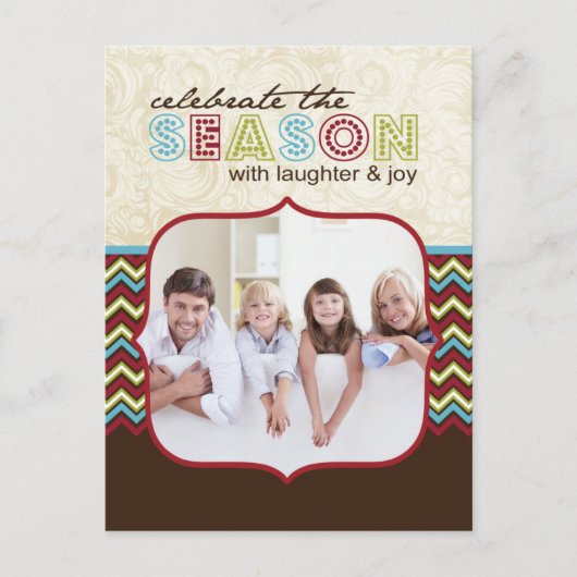 Chevron Christmas Photo Postcards シーズンポストカード (正面)