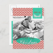 Chevron Damaskクリスマスフォトポストカード シーズンポストカード (正面/裏面)