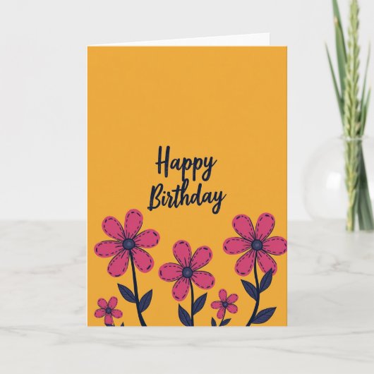 Chevron Flower 誕生日カード カード (正面)
