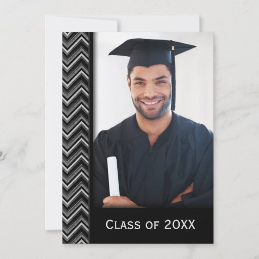 Chevron Frame With Graduation Photo 招待状 (正面)