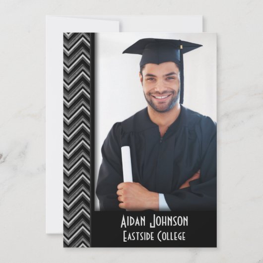Chevron Graduation Photo Frame Invite 招待状 (正面)