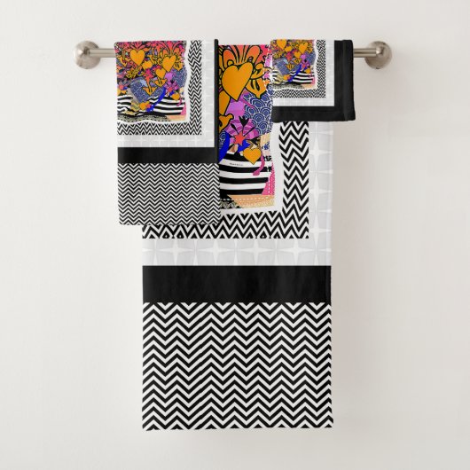 Chevron Hearts + Flowers  バスタオルセット (インサイチュ)