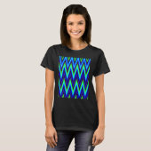 Chevron In Deep Blue Lime Green Zigzags Tシャツ (正面フル)