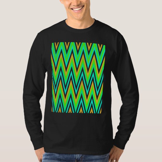Chevron In Pale Orange Blue Green Zigzags Tシャツ (正面)