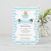 Chevron Monkey In Carriage Boys Baby Shower 招待状 (スタンド正面)