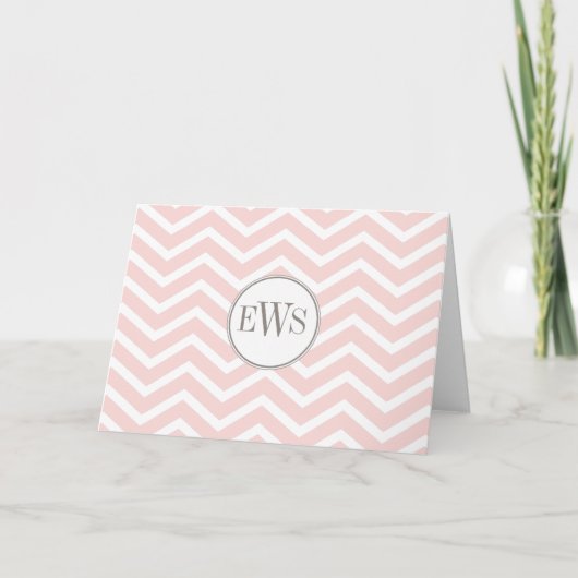 Chevron Monogram パーソナライズされた Note Card ノートカード (正面)