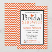 Chevron Orange & White Bridal Shower招待 招待状 (正面/裏面)
