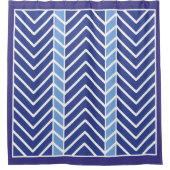 Chevron Pattern Blue シャワーカーテン (正面)