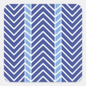 Chevron Pattern Blue スクエアシール (正面)