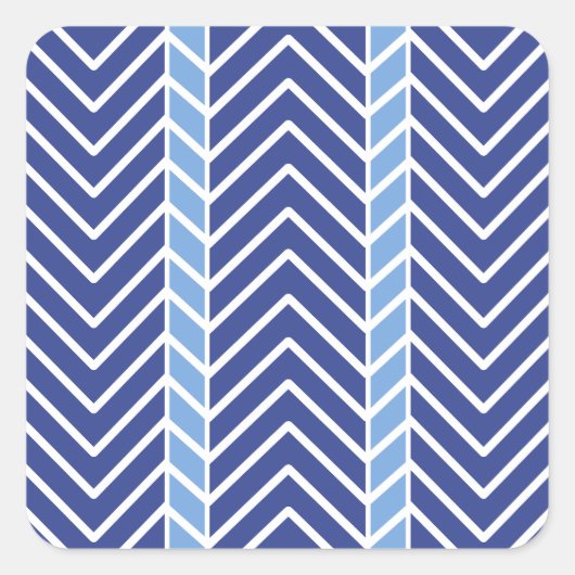 Chevron Pattern Blue スクエアシール (正面)