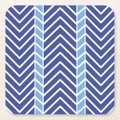 Chevron Pattern Blue スクエアペーパーコースター (正面)