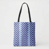 Chevron Pattern Blue トートバッグ (正面)