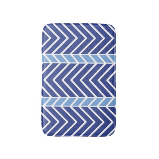 Chevron Pattern Blue バスマット (正面縦)