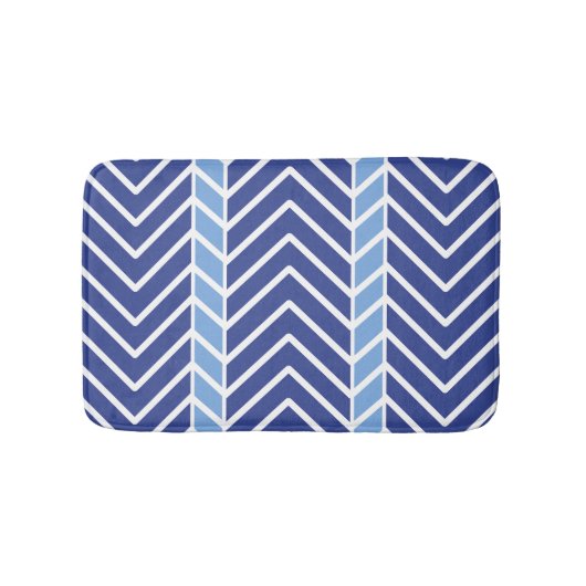 Chevron Pattern Blue バスマット (正面)