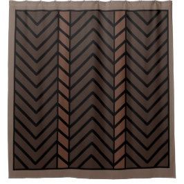 Chevron Pattern Brown シャワーカーテン