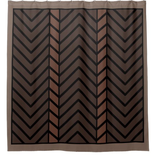 Chevron Pattern Brown シャワーカーテン (正面)
