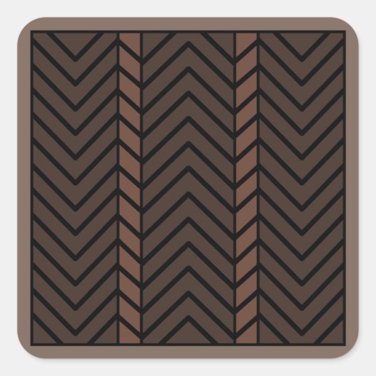 Chevron Pattern Brown スクエアシール (正面)