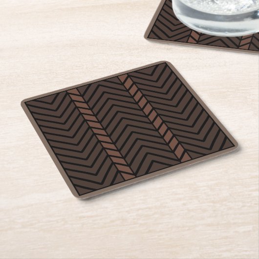 Chevron Pattern Brown スクエアペーパーコースター (アングル)