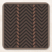Chevron Pattern Brown スクエアペーパーコースター (正面)