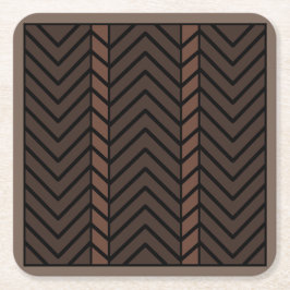 Chevron Pattern Brown スクエアペーパーコースター