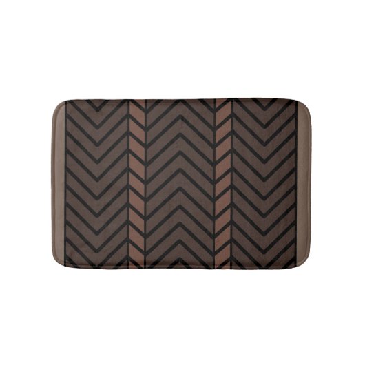 Chevron Pattern Brown バスマット (正面)