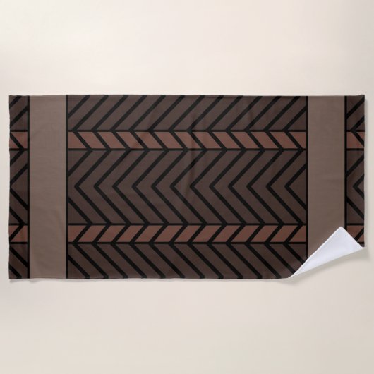 Chevron Pattern Brown ビーチタオル (正面)