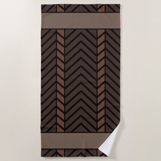 Chevron Pattern Brown ビーチタオル (正面)