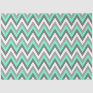 Chevron Pattern Grey White Mint Decoupage 薄葉紙