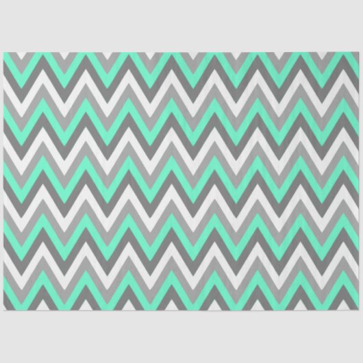 Chevron Pattern Grey White Mint Decoupage 薄葉紙 (正面)
