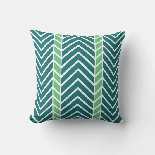 Chevron Pattern Teal クッション (正面)