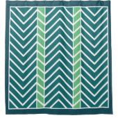 Chevron Pattern Teal シャワーカーテン (正面)