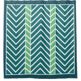 Chevron Pattern Teal シャワーカーテン
