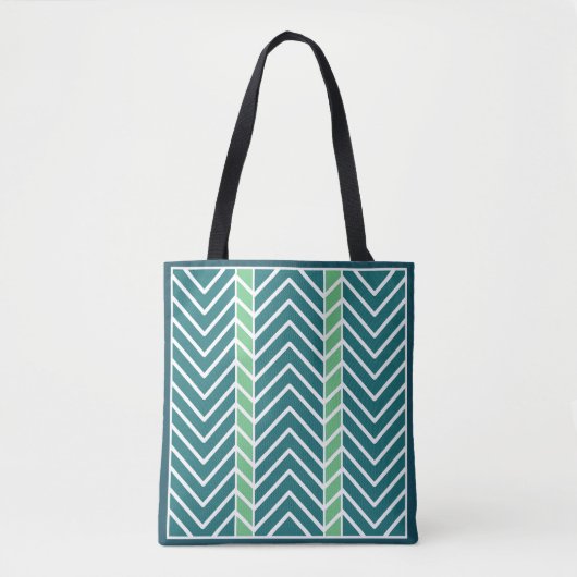 Chevron Pattern Teal トートバッグ (正面)