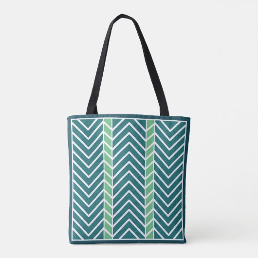 Chevron Pattern Teal トートバッグ (裏面)