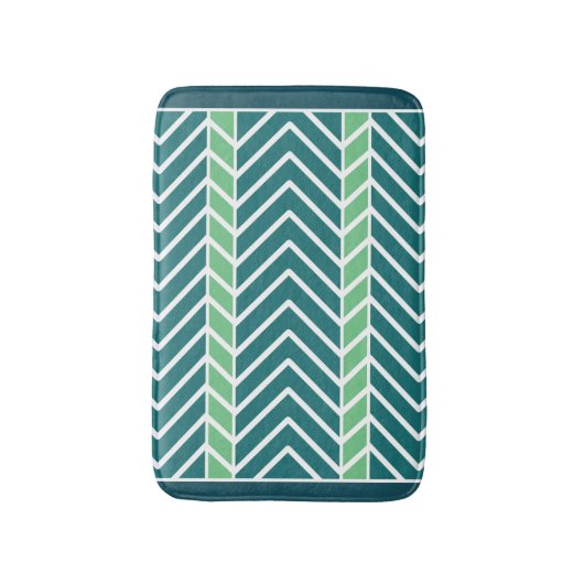 Chevron Pattern Teal バスマット (正面縦)