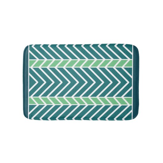 Chevron Pattern Teal バスマット (正面)